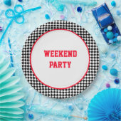 Racing Themed Black and White Karo Pappteller (Party)