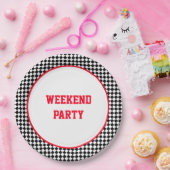 Racing Themed Black and White Karo Pappteller (Party)
