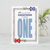 Racing Wende One Boy 1. Geburtstag Einladung (Stehend Vorderseite)