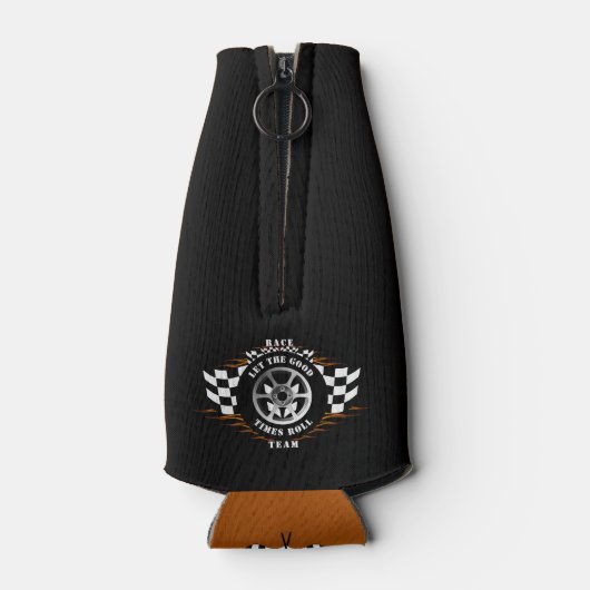 Racing Wheel Checkered Flag Flames Pro Flaschenkühler (Rückseite)