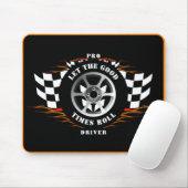 Racing Wheel Checkered Flag Flames Pro Mousepad (Mit Mouse)