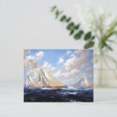 Racing Yachten mit gutem Wind Postkarte (Stehend Vorderseite)