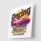 Racing Zone Futuristische Motoren Cyber-Sonnenunte Quadratische Wanduhr (Winkel)