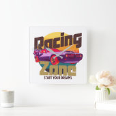 Racing Zone Futuristische Motoren Cyber-Sonnenunte Quadratische Wanduhr (Zuhause)