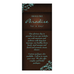 Rack Card Blumenbecher Salon Wellness-Center Blaue Werbekarte