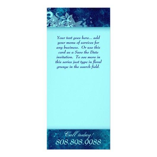 Rack Card Blumenkohl Salon Wellness-Center Blue Pa Werbekarte (Hinten)