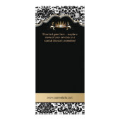 Rack Card Damask Gold Floral Salon Crown Mode Werbekarte (Hinten)