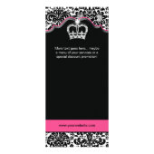 Rack Card Damask White Black Pink Floral Crown Werbekarte (Hinten)