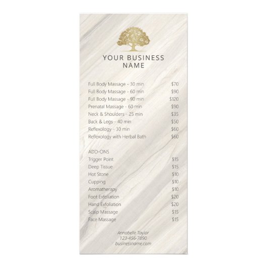 Rack Card des Salon Natural Wellness-Center Werbekarte (Vorne)