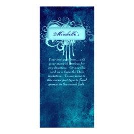Rack Card Floral Grunge Salon Wellness-Center Blue Werbekarte