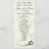 Rack Card für das blaue und Elfenbeinheiratsprogra Programm (Vorderseite)