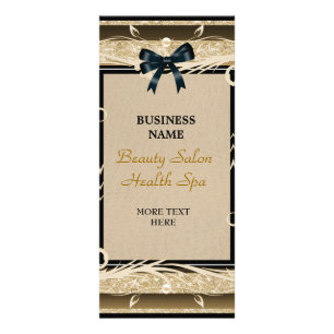 Rack Card Gold Floral Schwarze Schleifen Werbekarte