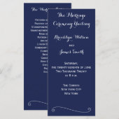 Rack Cards für Hochzeitsprogramme von Navy Blue El Programm (Vorne/Hinten)