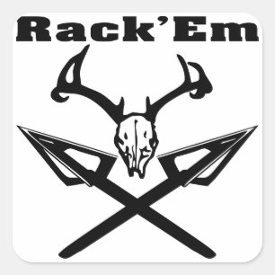 Rack’em Deer Skull & Arrows Quadratischer Aufkleber