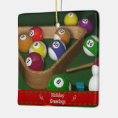"Rack 'em up," Billardspiel Keramikornament (Links)