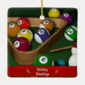 "Rack 'em up," Billardspiel Keramikornament (Rückseite)