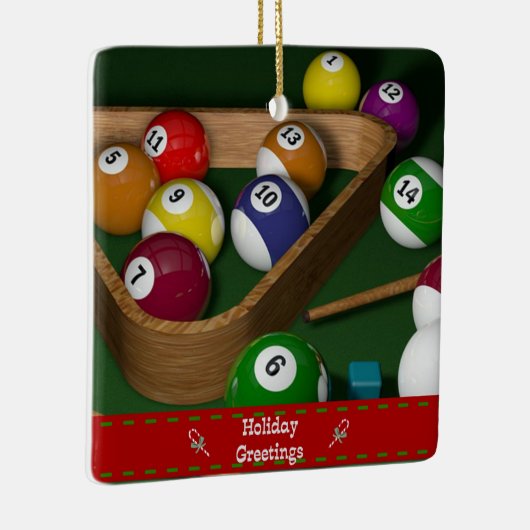 "Rack 'em up," game of billiards Keramikornament (Rechts)