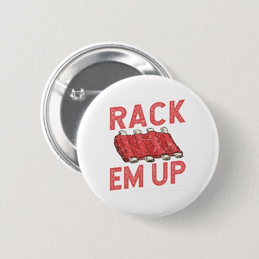 Rack em Up Ribs Lover Schweinefleisch GRILLEN Kurz Button (Vorne & Hinten)