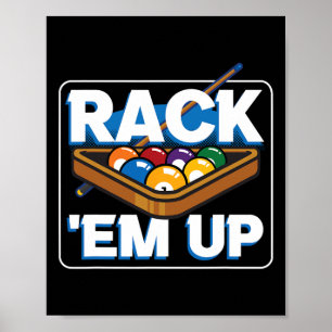 Rack Em Up Stick Player Sports Challe Game Pool Poster