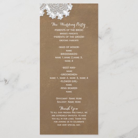 Rack für das Rennen der weißen Lace & Brown Rustic Programm (Rückseite)