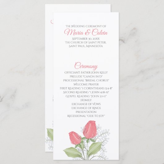 Rack-Karte des Programms für die bemalte Rote Rose Programm (Vorne/Hinten)