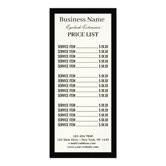 Rack-Karte mit Minimalistischen Lashes Werbekarte (Vorne)