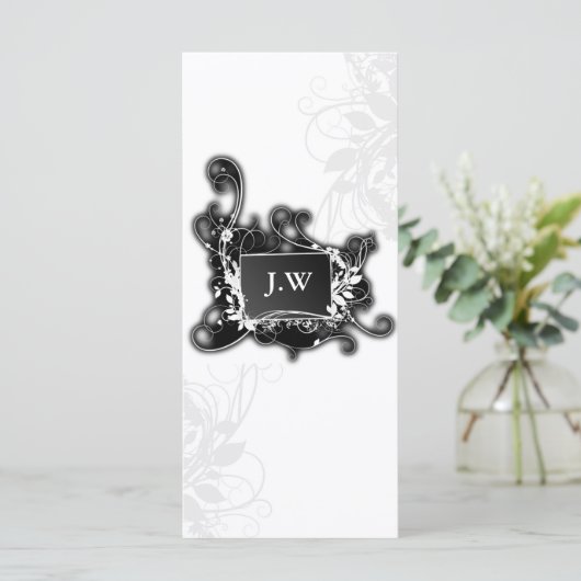 Rack-Karte mit schicken schwarz-weißen Services (Stehend Vorderseite)