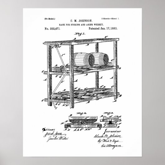 Rack zur Lagerung und Alterung von Whisky-Patenten Poster (Vorne)