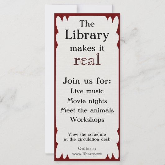 Rackcard für Bibliotheksereignisse (Vorderseite)