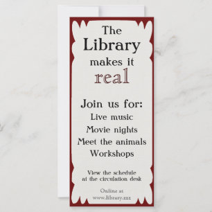 Rackcard für Bibliotheksereignisse