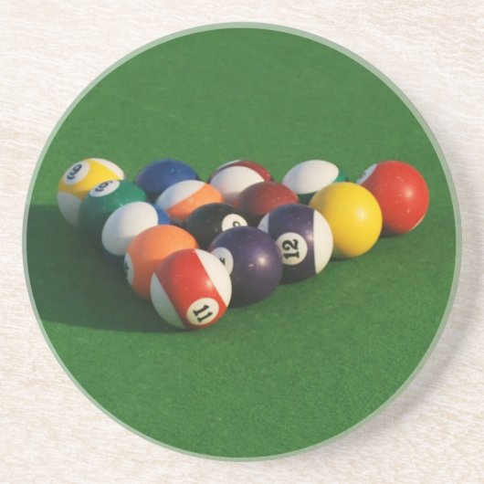 Racked Pool Balls Coasters Sandstein Untersetzer (Vorne)