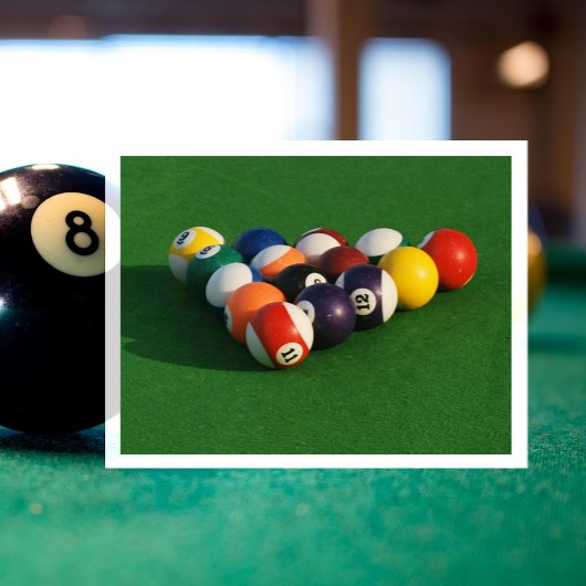 Racked Pool Balls on Pool Table Postcard Postkarte