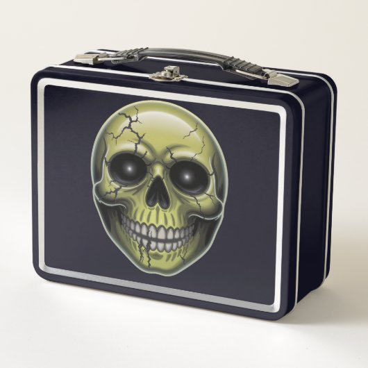 Racker Schädel Metall Brotdose (Vorderseite)