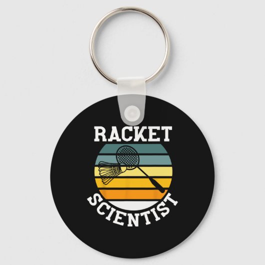 Racket Scientist Funny Retro Vintag Style Badmint Schlüsselanhänger (Vorderseite)