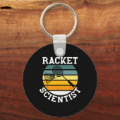 Racket Scientist Funny Retro Vintag Style Badmint Schlüsselanhänger (Vorderseite)