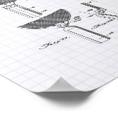 Racket Table Tennis 1939 Patent Art - Lined Peper Poster (Ecke)