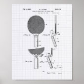 Racket Table Tennis 1939 Patent Art - Lined Peper Poster (Vorne)