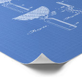 Racket Table Tennis 1939 Patentart - Blueprint Poster (Ecke)