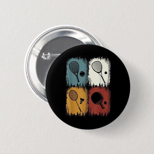 Racketlon, Tournament Sport With 4 Disciplines  Button (Vorne & Hinten)