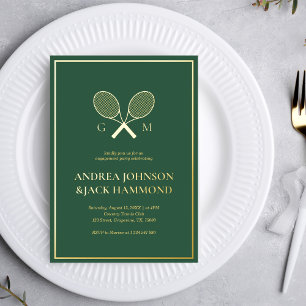 Rackets Monogram Tennis Spieler Verlobung Echt Folieneinladung