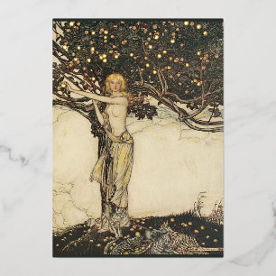 Rackhams Freya (Wagner) Goldfolie-Postkarten Folien Feiertagskarte