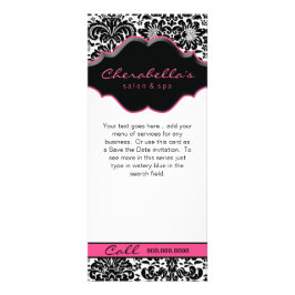 Rackkarte Damask White Black Pink Floral Frame Werbekarte