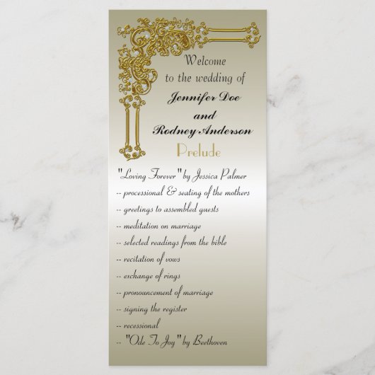 Rackkarte für das Hochzeitsprogramm Programm (Vorderseite)