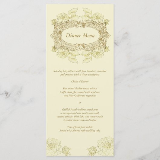 Rackkarte für das Menü "Antike Rahmen" Menükarte (Vorderseite)