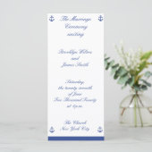Rackkarte für Nautical Wedding Zeremony Programs Programm (Stehend Vorderseite)
