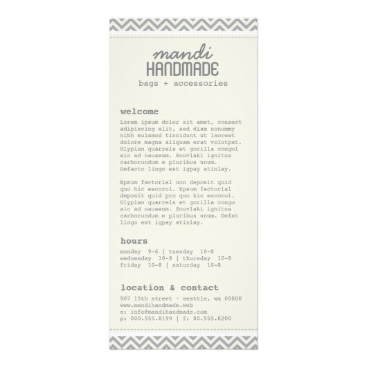 Rackkarte für niedliche Zickzack Streifen Werbekarte (Vorne)