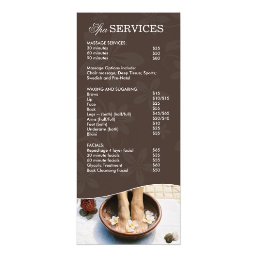 Rackkarte für Salon und Wellness-Center Werbekarte (Hinten)