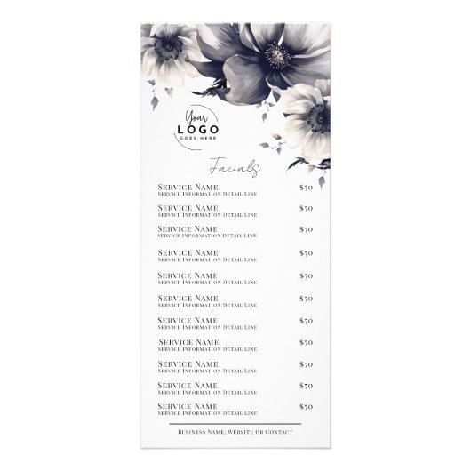 Rackkarte für Schwarz-weiße Elegante Wellness-Cent Werbekarte (Vorne)