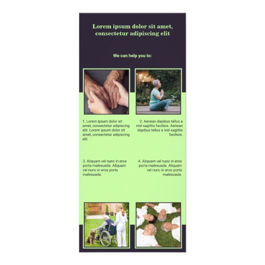 Rackkarte für Senior Zuhause Care Services Werbekarte (Vorne)