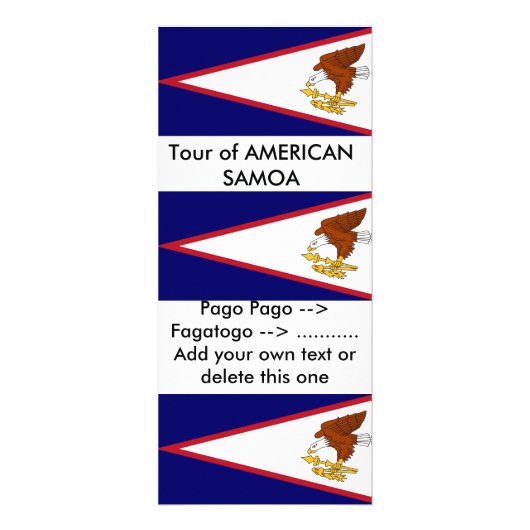 Rackkarte mit Flag von American Samoa, USA. Werbekarte (Vorne)